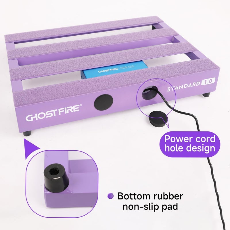 GHOSTFIRE Ghost Fire Limited Edition Guitar Pedal Board Aluminum Alloy 2.6lb Effect Pedalboard 17"x12.5"x3 "with Carry Bag,New V series (V-STANDARD 1.0 PURPLE) - Image 5